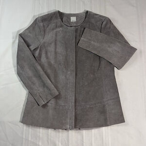 Ecru Suede Moto Minimalist Jacket Woman’s Small Softshell Leather collarless